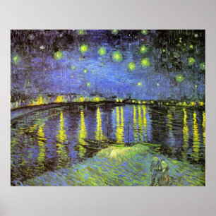 Póster A noite estrelado de Vincent van Gogh sobre o