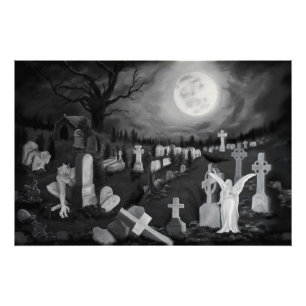 Póster À noite no cemitério, Angel com o Diabo