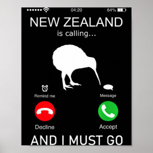 Poster A Nova Zelândia Está Chamando E Eu Devo Ir, Zealan