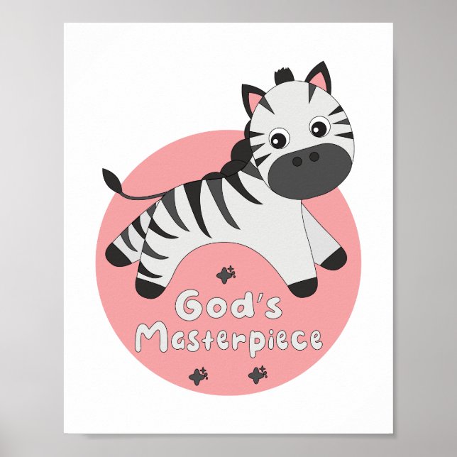 Poster A obra-prima de Deus Kawaii feliz bebê zebra pulan (Frente)