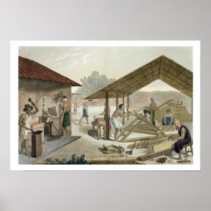 Póster A oficina da carpintaria em Kupang, Timor, chapeia