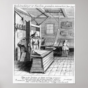 Poster A oficina de encadernação de Laurens Janszoon