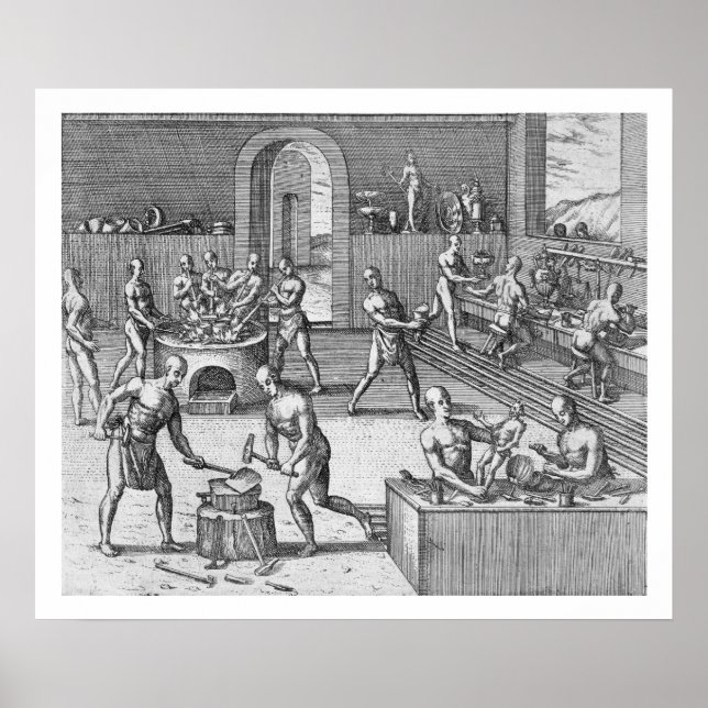 Poster A oficina dos ourives de Atahualpa em Quito, f (Frente)