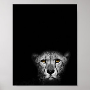 Poster A olhar, Leopardo, fotografia a preto e branco
