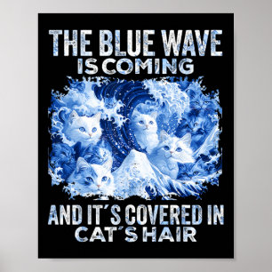Poster A Onda Azul Está Sendo Coberta Em Cabelos De Gato
