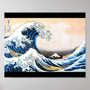 Poster A onda de Excelentes de Kanagawa, Hokusai