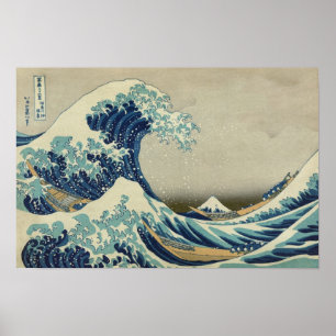 Poster A onda de Excelentes de Kanagawa (Hokusai)