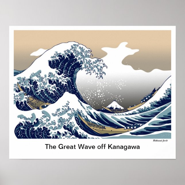Poster "A onda do Excelente de Kanagawa" por Hokusai (Frente)