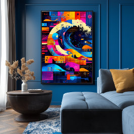 Poster A onda do Excelente reinterpretada na abstração