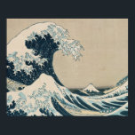 Póster A onda Excelente de Kanagawa, Visões do Monte Fuji<br><div class="desc">Número da Coleção de Imagens: XIR158277 A Onda de Excelente de Kanagawa,  da série '36 Views of Mt. Fuji' ('Fugaku sanjuokkei') pub. de Nishimura Eijudo (bote de madeira impressão). Hokusai,  Katsushika (1760-1849) - impressão de bloco de madeira. Coleção Privada Giraudon.</div>