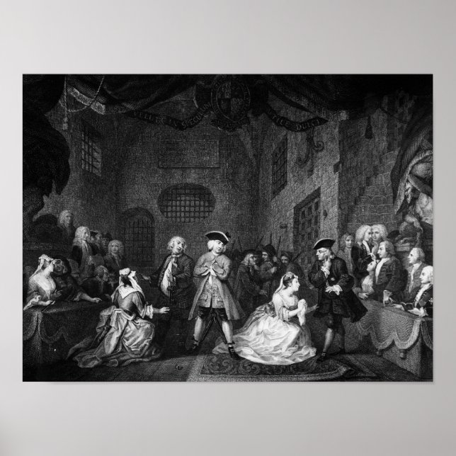 Poster A Ópera do mendigo, cena III, Ato XI, c.1728 (Frente)