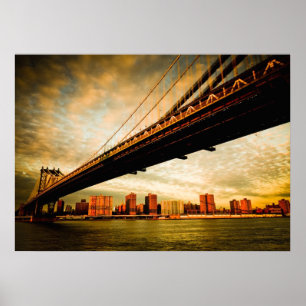 Póster A opinião da ponte de Manhattan do lado de