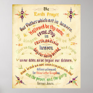 Póster A Oração Caligrafia 1889 do senhor