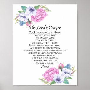 Poster A oração cor-de-rosa do Senhor, de Matthew 6:9-1