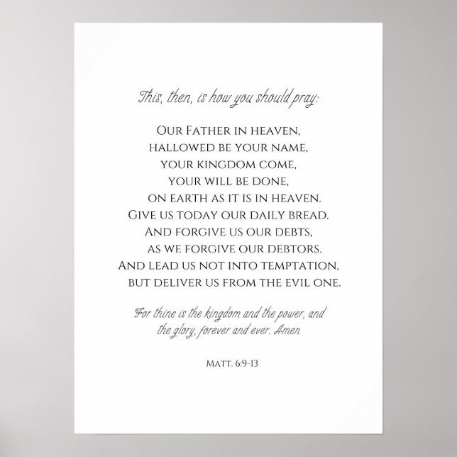 Poster A Oração do Senhor. (Frente)