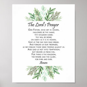 Poster A oração do Senhor com o Greenery ~ Matthew 6:9-13