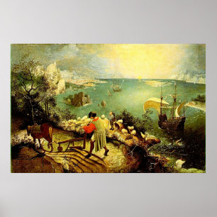 Póster A paisagem de Bruegel com a queda de Ícaro - 1558