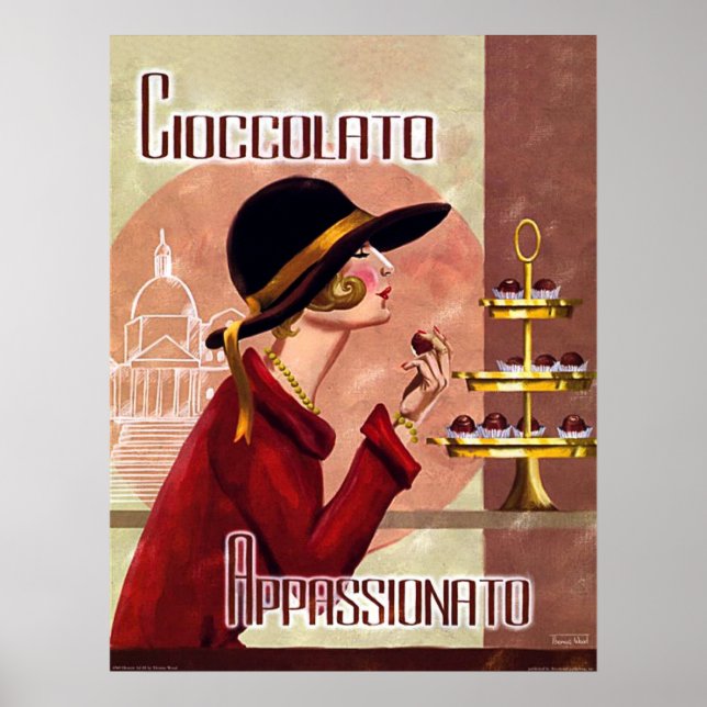 Poster A paixão feminina pelo chokolate, vintage engraçad (Frente)
