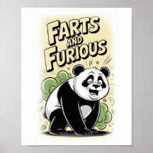 A Panda makes a Fart on a White