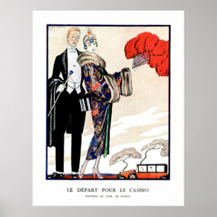 Poster A partida para o cassino por George Barbier