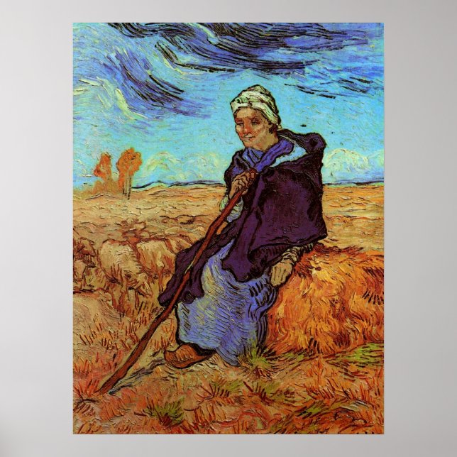 Póster A Pastora (segundo Millet) por Vincent van Gogh (Frente)