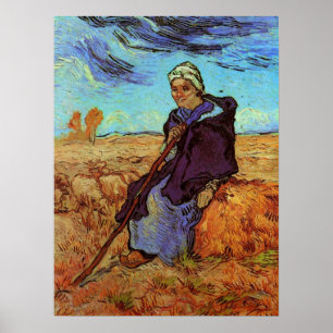 Póster A Pastora (segundo Millet) por Vincent van Gogh