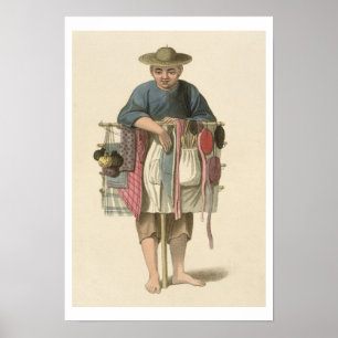 Poster A Pedlar, plate 17 from 'The Costume of China', en