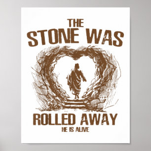 Poster A Pedra Foi Afastada, Ele Está Vivo Cristo Retro.