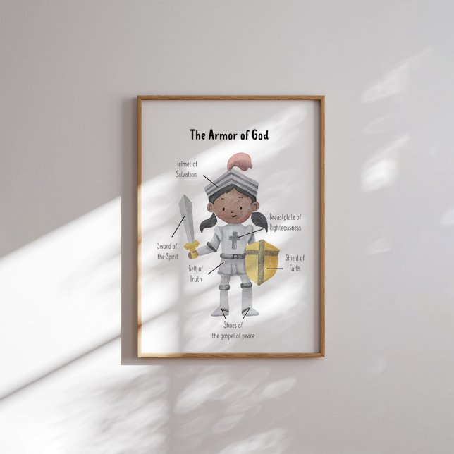 Poster A pele marrom-aquarela é a armadura de Deus impres (Criador carregado)