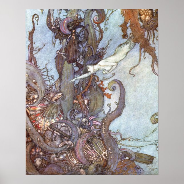 Póster A Pequena Sereia de Edmund Dulac (Frente)