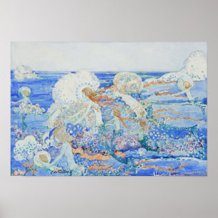 Poster A Pequena Sereia - Sereias Jogando no Surf