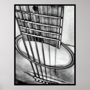 Poster A perspectiva da guitarra acústica amarra a beira