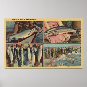 Póster A "pesca é boa no noroeste" - Chinook