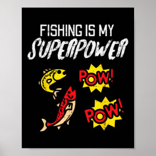 Poster A Pesca É Meu Superpoder Divertido Pescador Menino