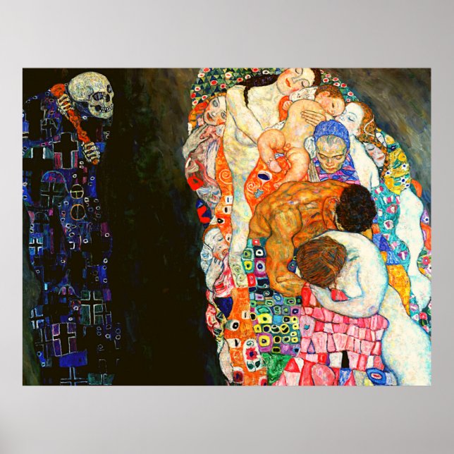 Poster A pintura da Morte e da Vida de Gustav Klimt. (Frente)