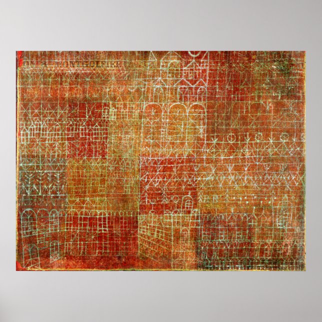 Poster A pintura de abstrato de Paul Klee, Catedral, (Frente)