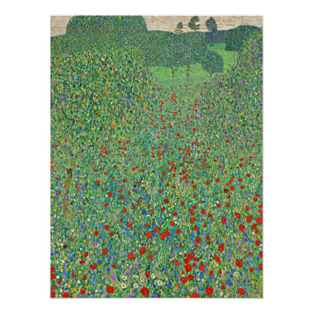 Póster A pintura de Gustav Klimt, Mohnfeld (Frente)