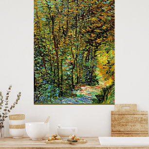 Poster A pintura de Van Gogh, um caminho na floresta