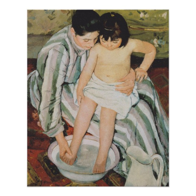 Póster A Pintura do Banho de Mary Cassatt Child (Frente)