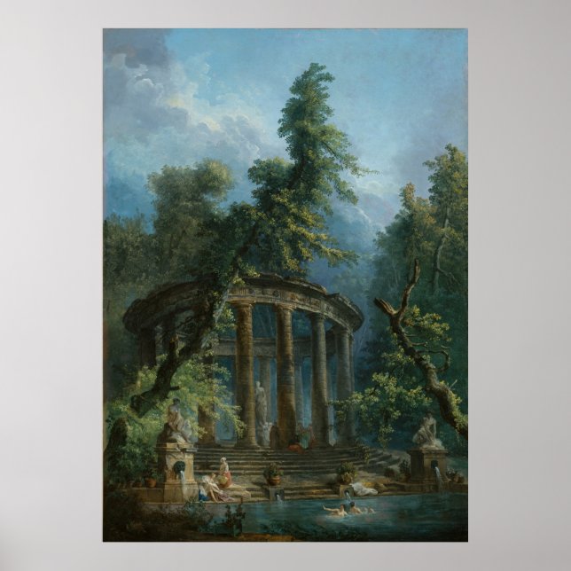 Póster A Piscina Bathing - Hubert Robert (Frente)