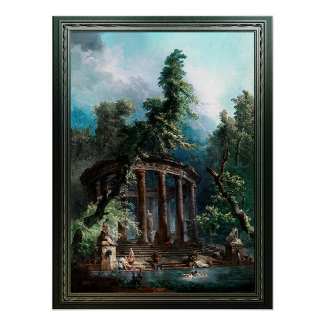 Póster A Piscina de banho de Hubert Robert segundo Editio (Frente)