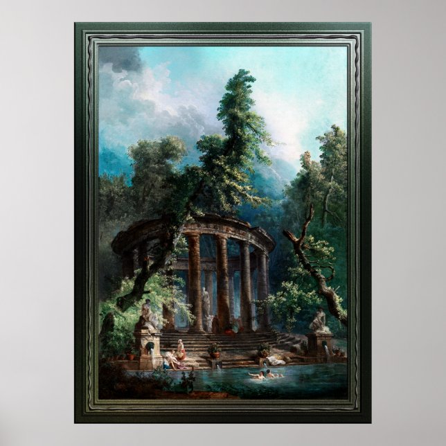 Poster A Piscina de banho de Hubert Robert segundo Editio (Frente)
