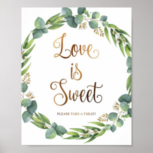 Poster A placa de casamento de Eucalyptus por amor é doce