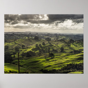 Poster A planície da Nova Zelândia, linda terra agríco