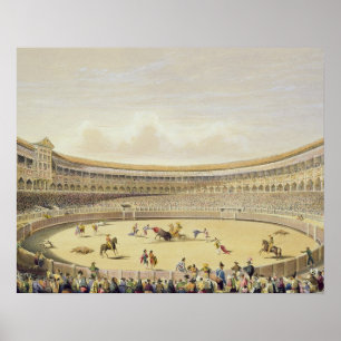 Poster A plaza de Toros de Madrid, 1865 (litho da cor)