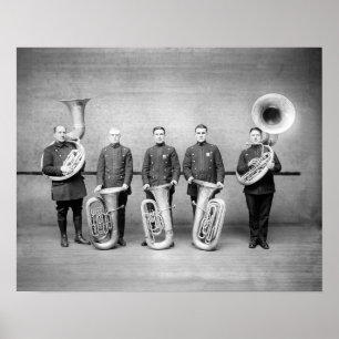 Póster A polícia une a tuba Jogador, 1915. Foto do