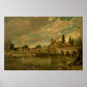 Póster A ponte de Harnham e de catedral de Salisbúria