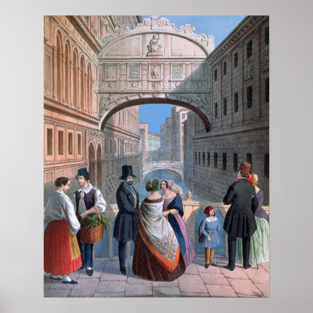 Poster A ponte de Sighs, Veneza, gravada por Brizeghel (Frente)