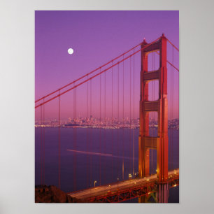 Poster A Ponte Golden Gate logo após o pôr do sol,