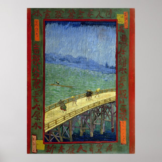 Póster A Ponte na Chuva (depois de Hiroshige) Van Gogh (Frente)